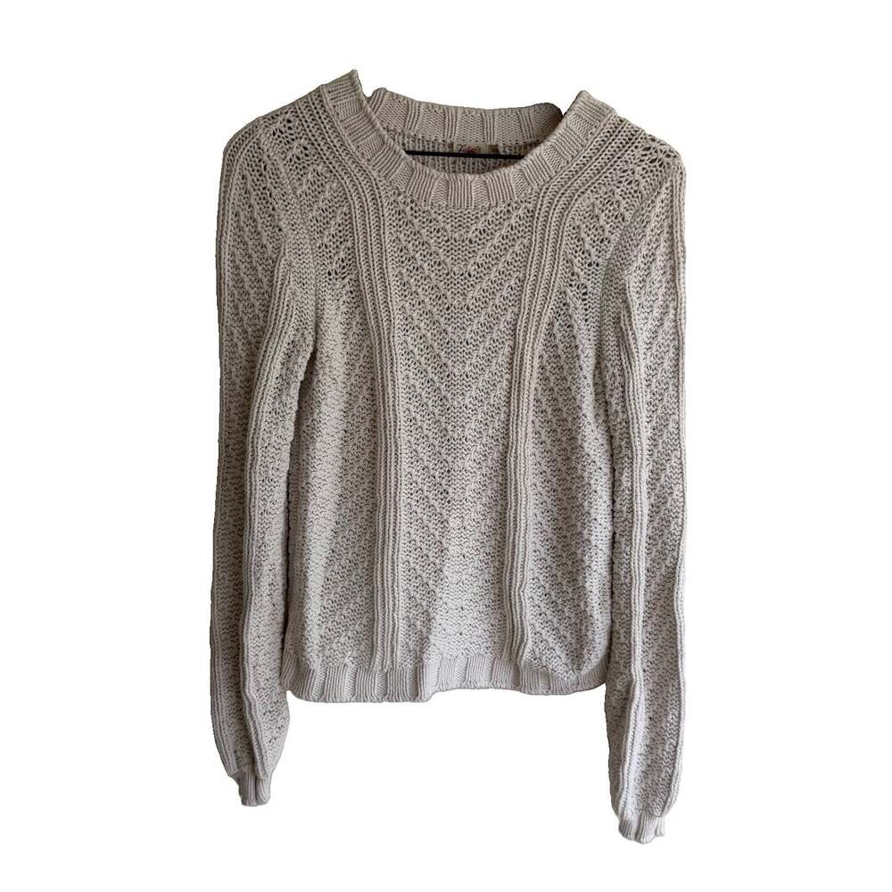 Faherty Women’s Cable Knit Sweater Cream Size XS Coastal Boho 100% Pima Cotton